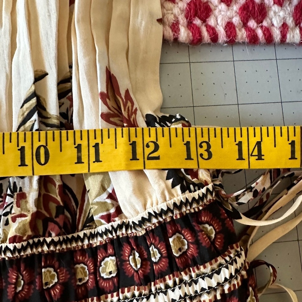 Farm Rio NWT SZMED Aura Floral Sand Maxi Dress Floral Cream Tier Spaghetti Strap - Picture 12 of 16